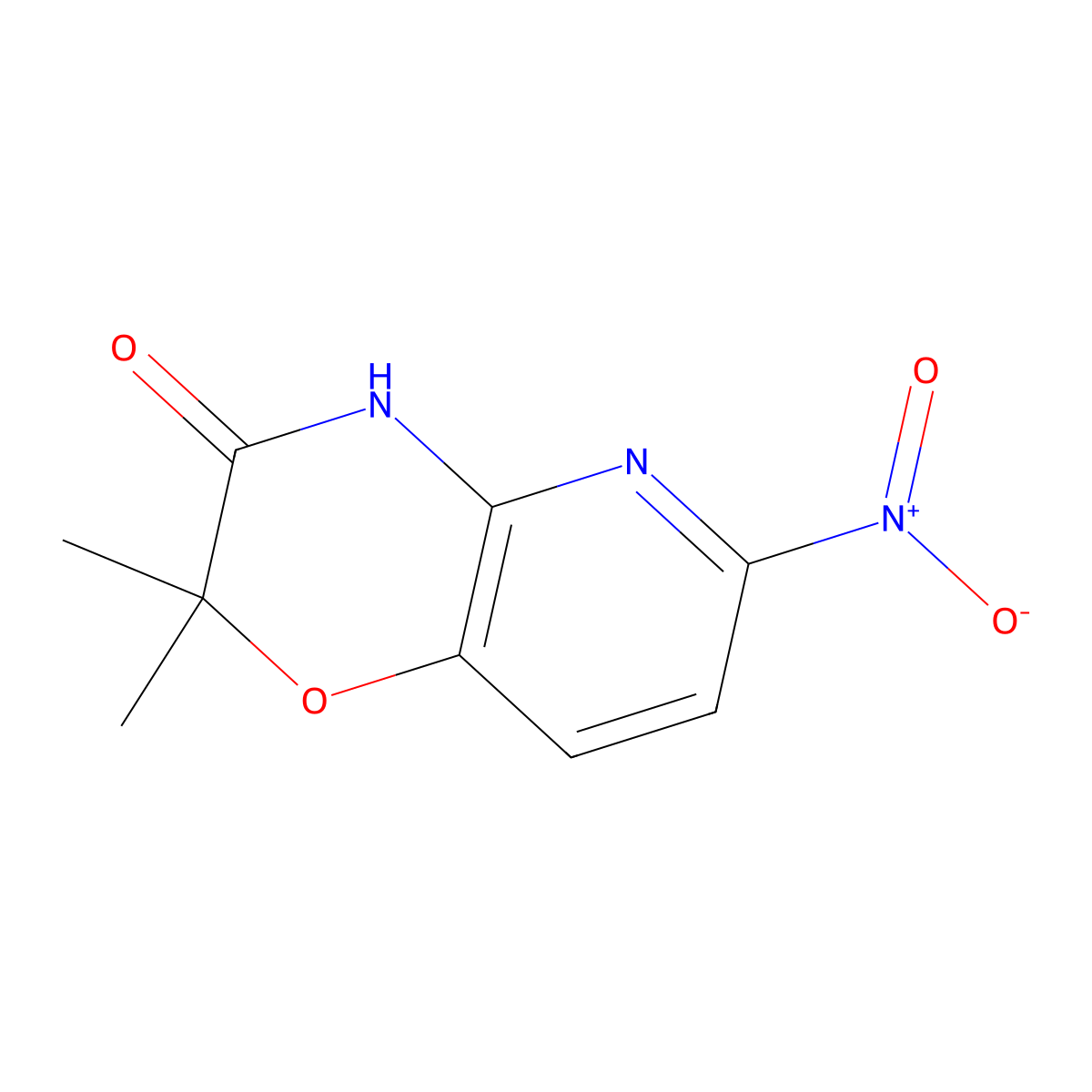 2,2-dimethyl-6-nitro-2H,3H,4H-pyrido[3,2-b][1,4]oxazin-3-one molecular structure, CAS 1002726-59-1