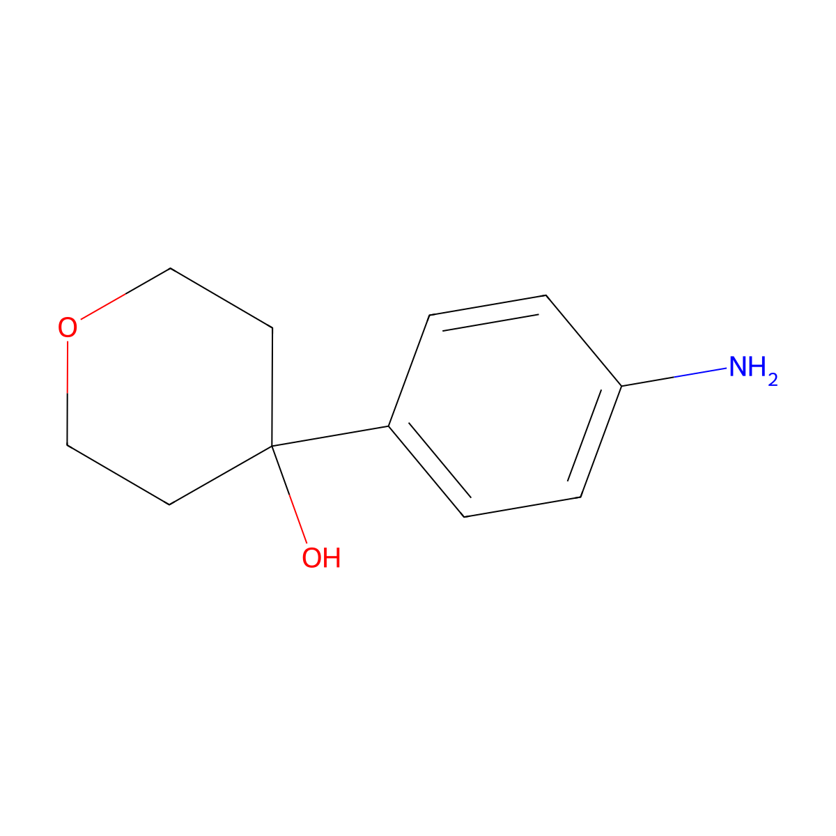 4-(4-aminophenyl)tetrahydro-2H-Pyran-4-ol molecular structure, CAS 1002726-77-3
