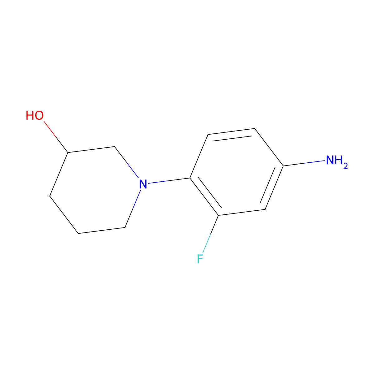 1-(4-Amino-2-fluorophenyl)piperidin-3-ol molecular structure, CAS 1002726-80-8