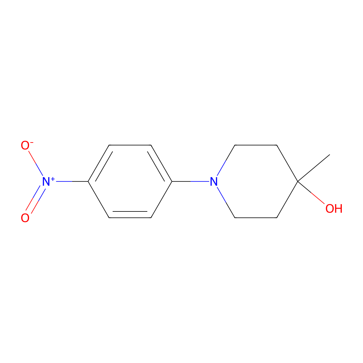 4-Methyl-1-(4-nitrophenyl)piperidin-4-ol molecular structure, CAS 1002726-90-0