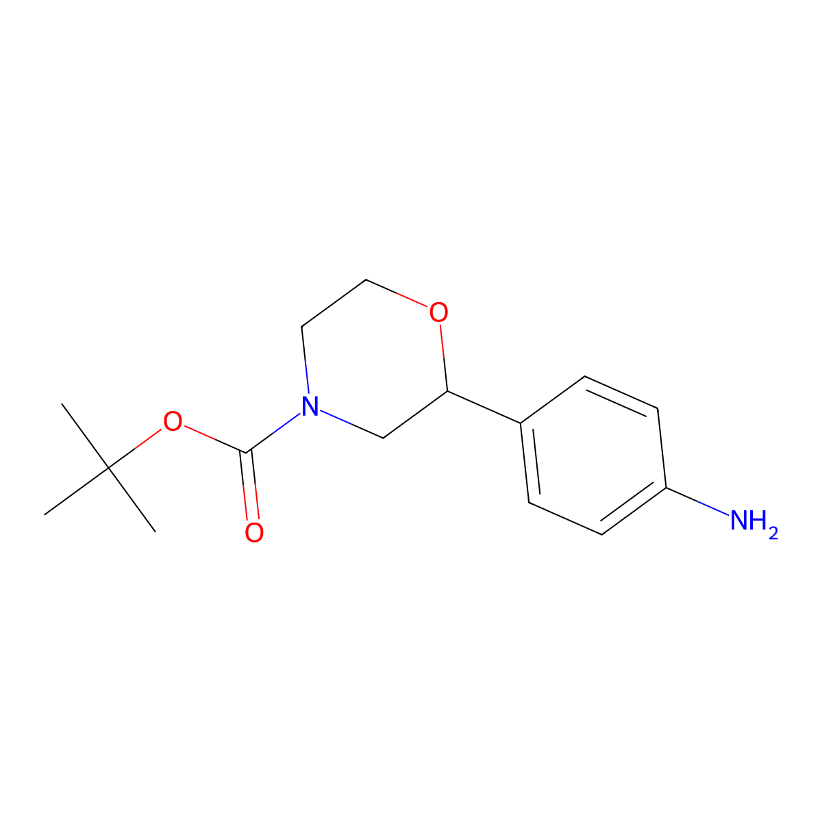 tert-Butyl 2-(4-aminophenyl)morpholine-4-carboxylate molecular structure, CAS 1002726-96-6