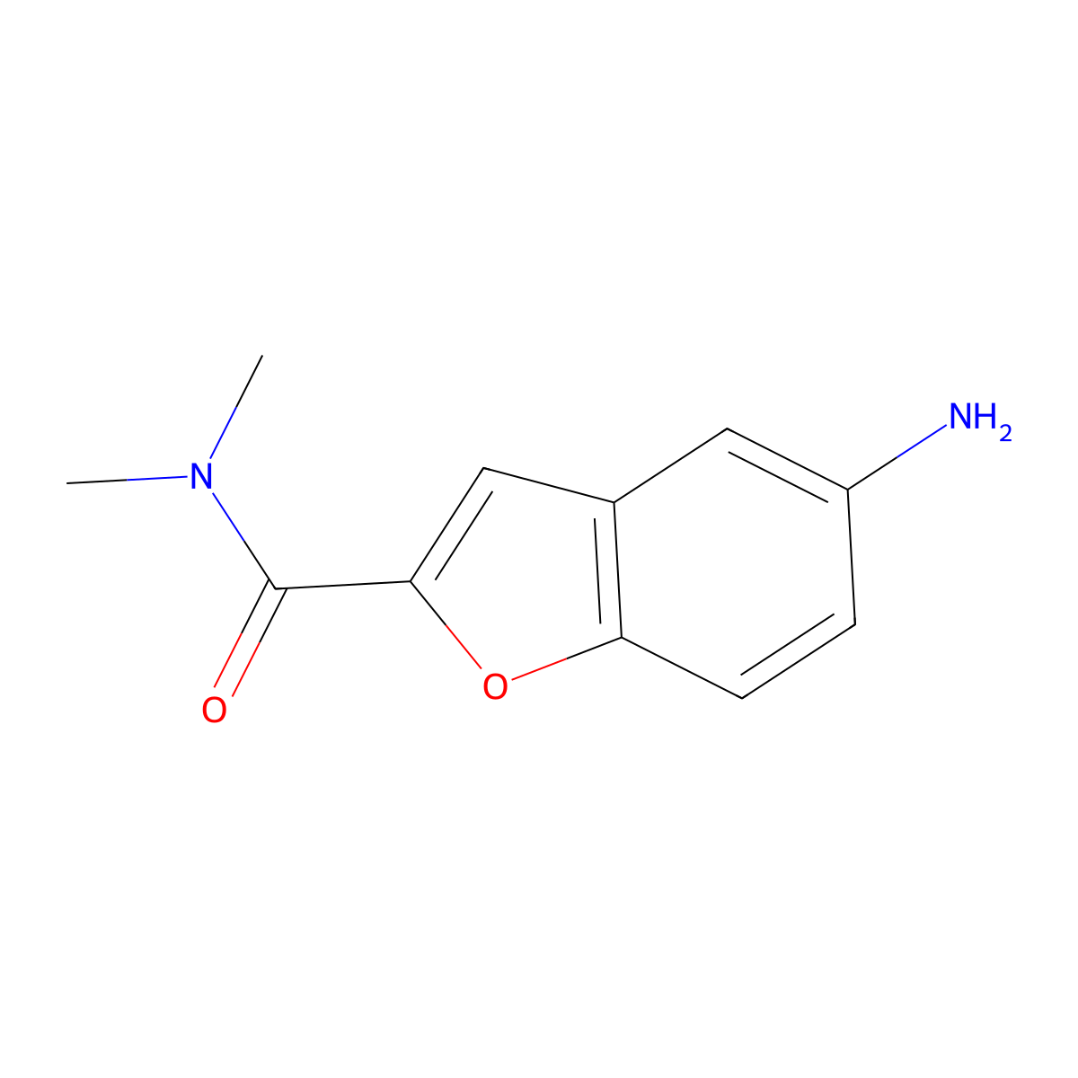 5-amino-N,N-dimethyl-1-benzofuran-2-carboxamide molecular structure, CAS 1002726-97-7