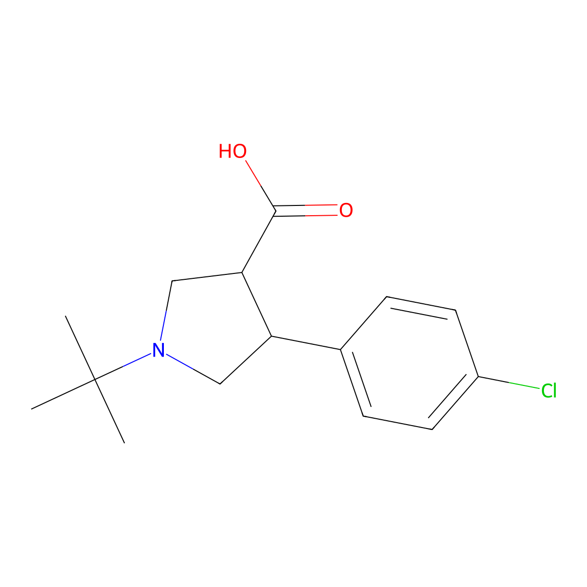 (3S,4R)-1-tert-butyl-4-(4-chlorophenyl)pyrrolidine-3-carboxylic acid molecular structure, CAS 1002728-89-3