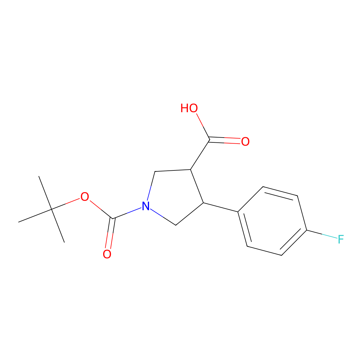 (3S,4R)-1-(tert-butoxycarbonyl)-4-(4-fluorophenyl)pyrrolidine-3-carboxylic acid molecular structure, CAS 1002732-10-6
