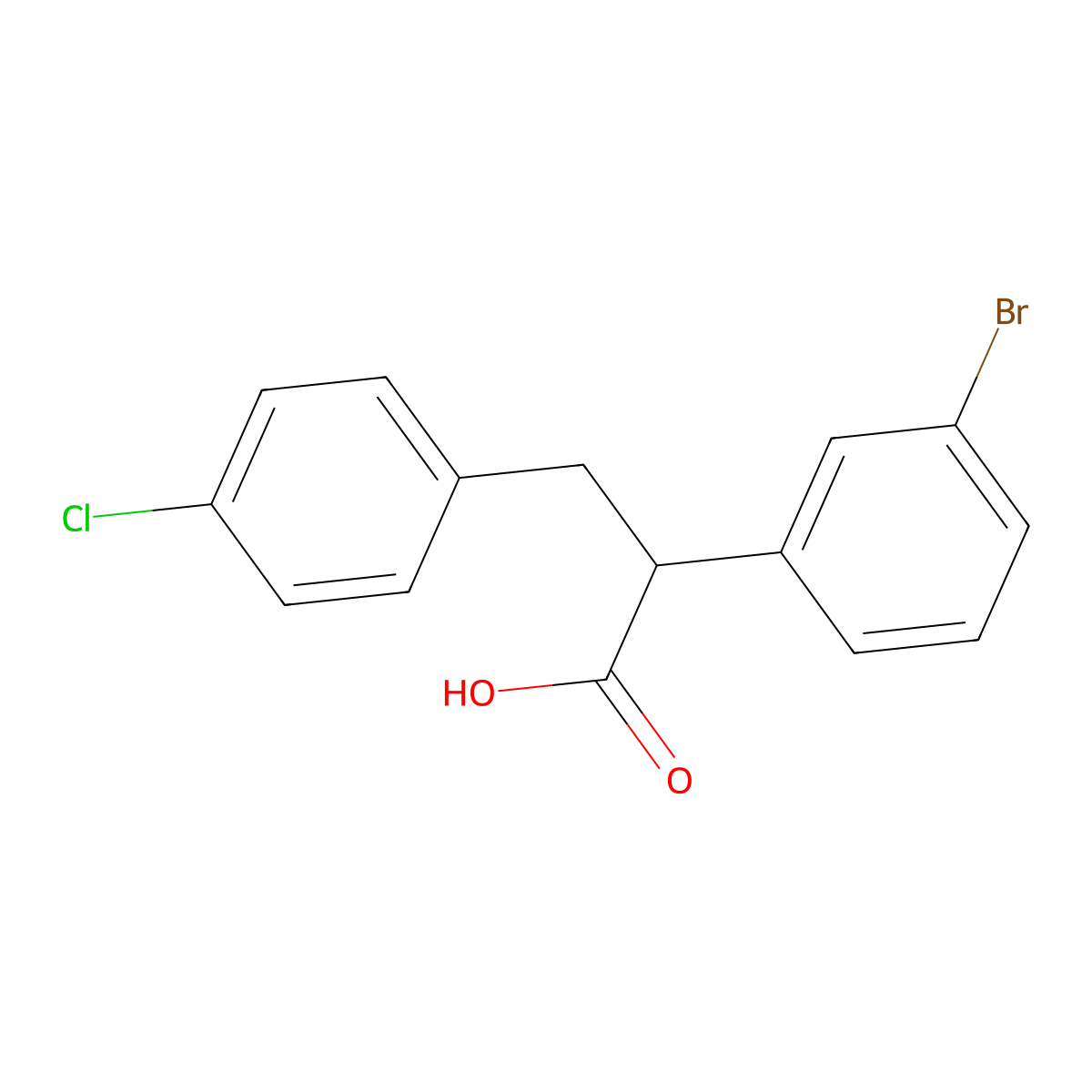 (S)-2-(3-Bromophenyl)-3-(4-chlorophenyl)propanoic acid molecular structure, CAS 1002752-55-7