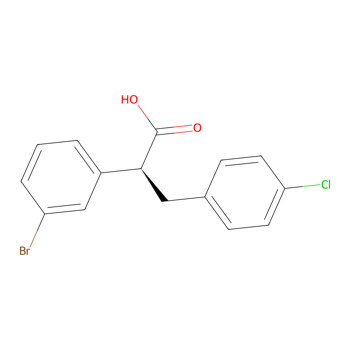 (S)-2-(3-Bromophenyl)-3-(4-chlorophenyl)propanoic acid molecular structure, CAS 1002752-55-7