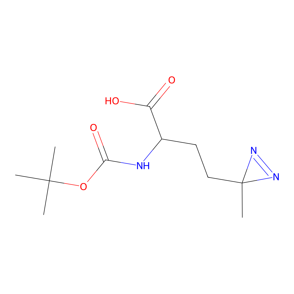 (S)-2-(tert-Butoxycarbonylamino)-4-(3-methyl-3H-diazirine-3-yl)butanoic acid molecular structure, CAS 1002754-75-7
