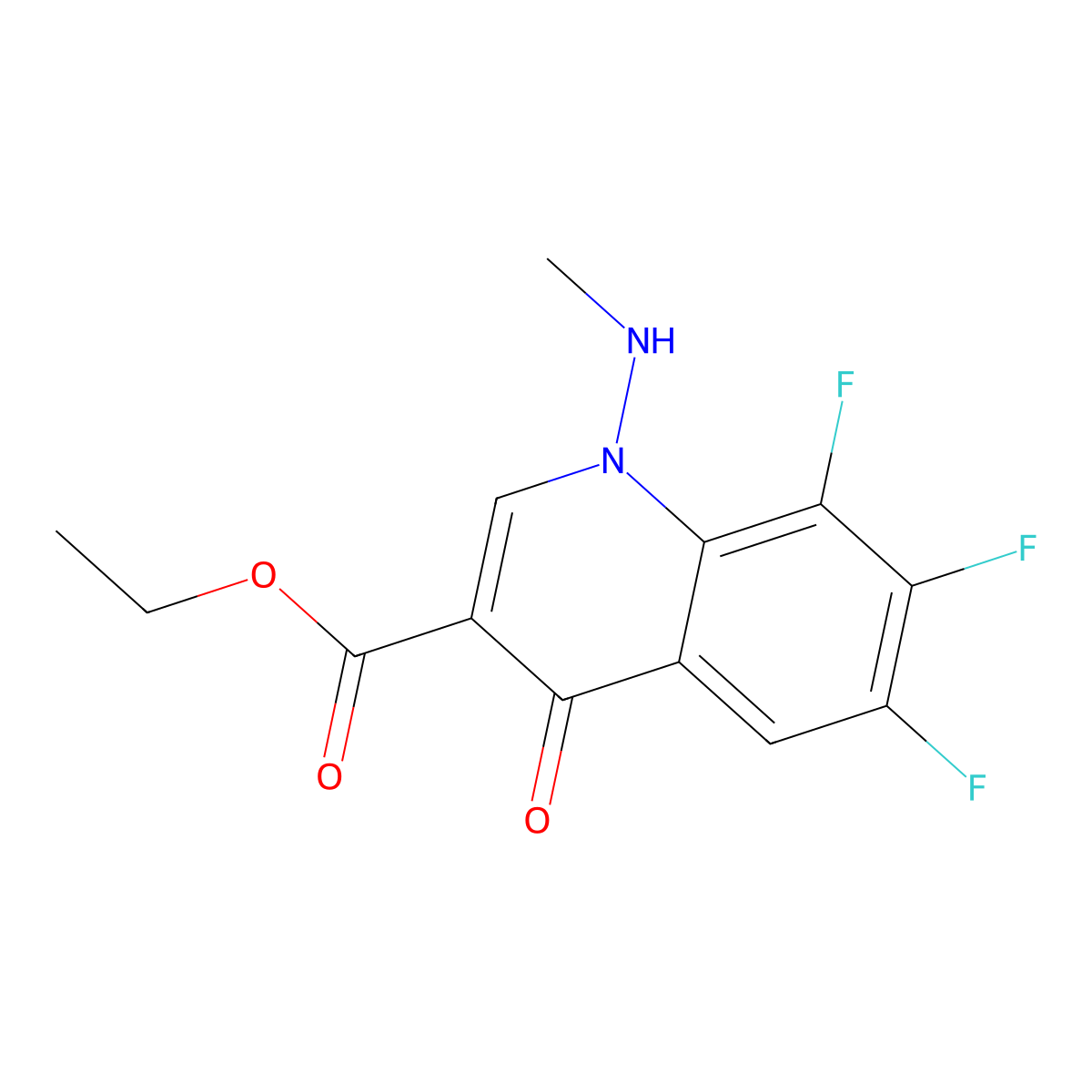 Ethyl 6,7,8-trifluoro-1-(methylamino)-4-oxo-1,4-dihydroquinoline-3-carboxylate molecular structure, CAS 100276-66-2