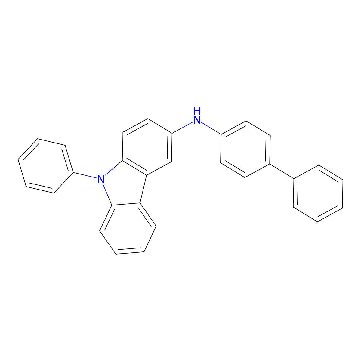 N-([1,1'-biphenyl]-4-yl)-9-phenyl-9H-carbazol-3-amine molecular structure, CAS 1002762-60-8