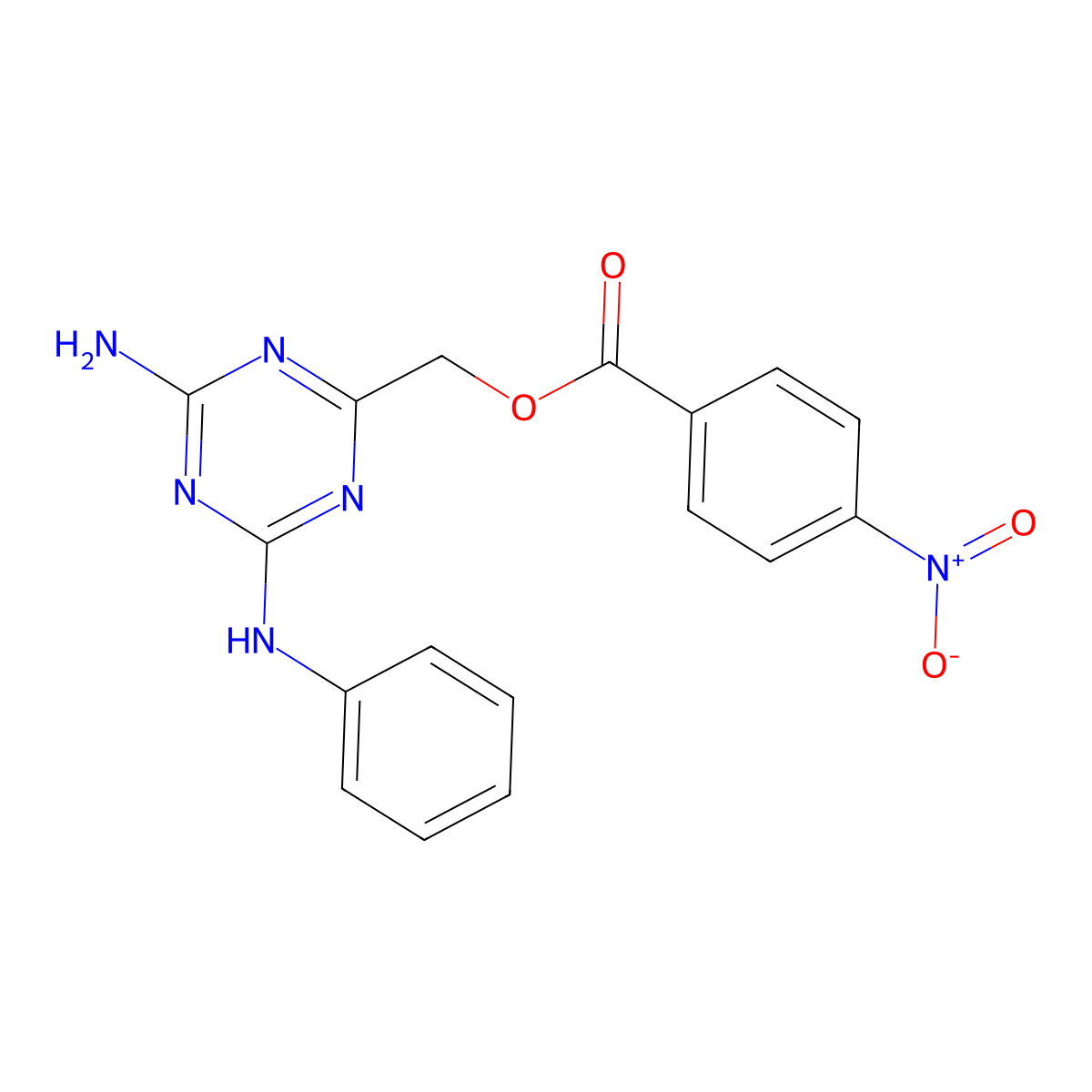 (4-Amino-6-anilino-1,3,5-triazin-2-yl)methyl 4-nitrobenzoate molecular structure, CAS 1002789-86-7
