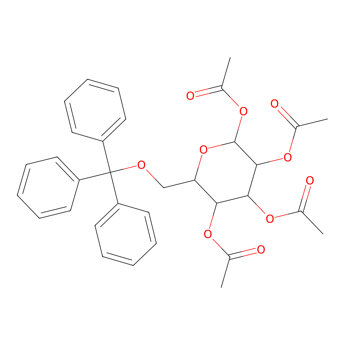 [4,5,6-Triacetyloxy-2-(trityloxymethyl)oxan-3-yl] acetate molecular structure, CAS 10028-44-1