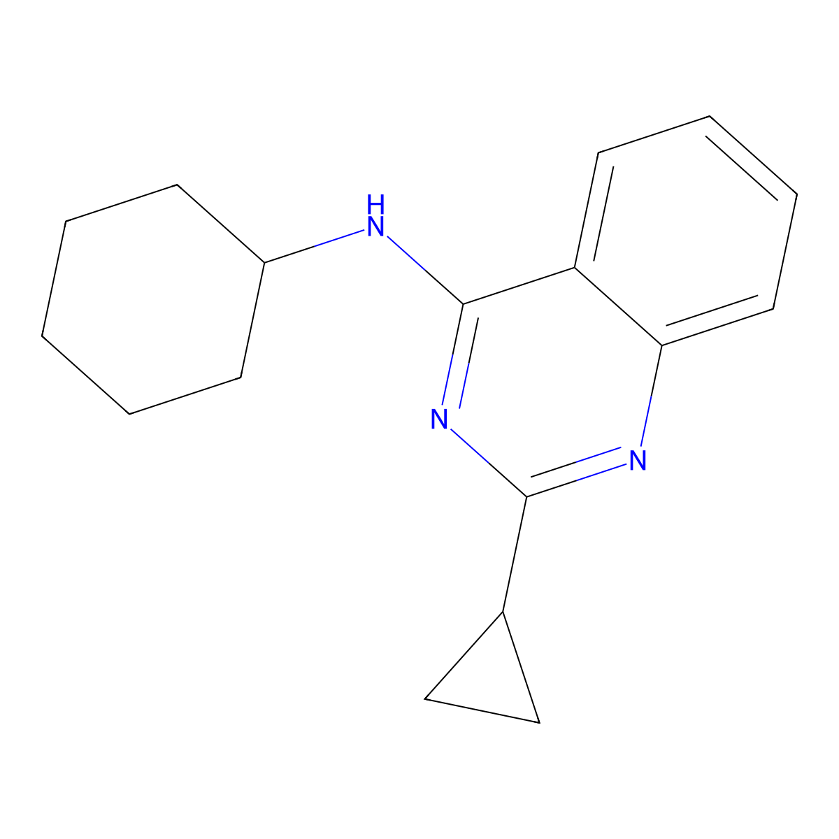 N-cyclohexyl-2-cyclopropylquinazolin-4-amine molecular structure, CAS 1002801-51-5