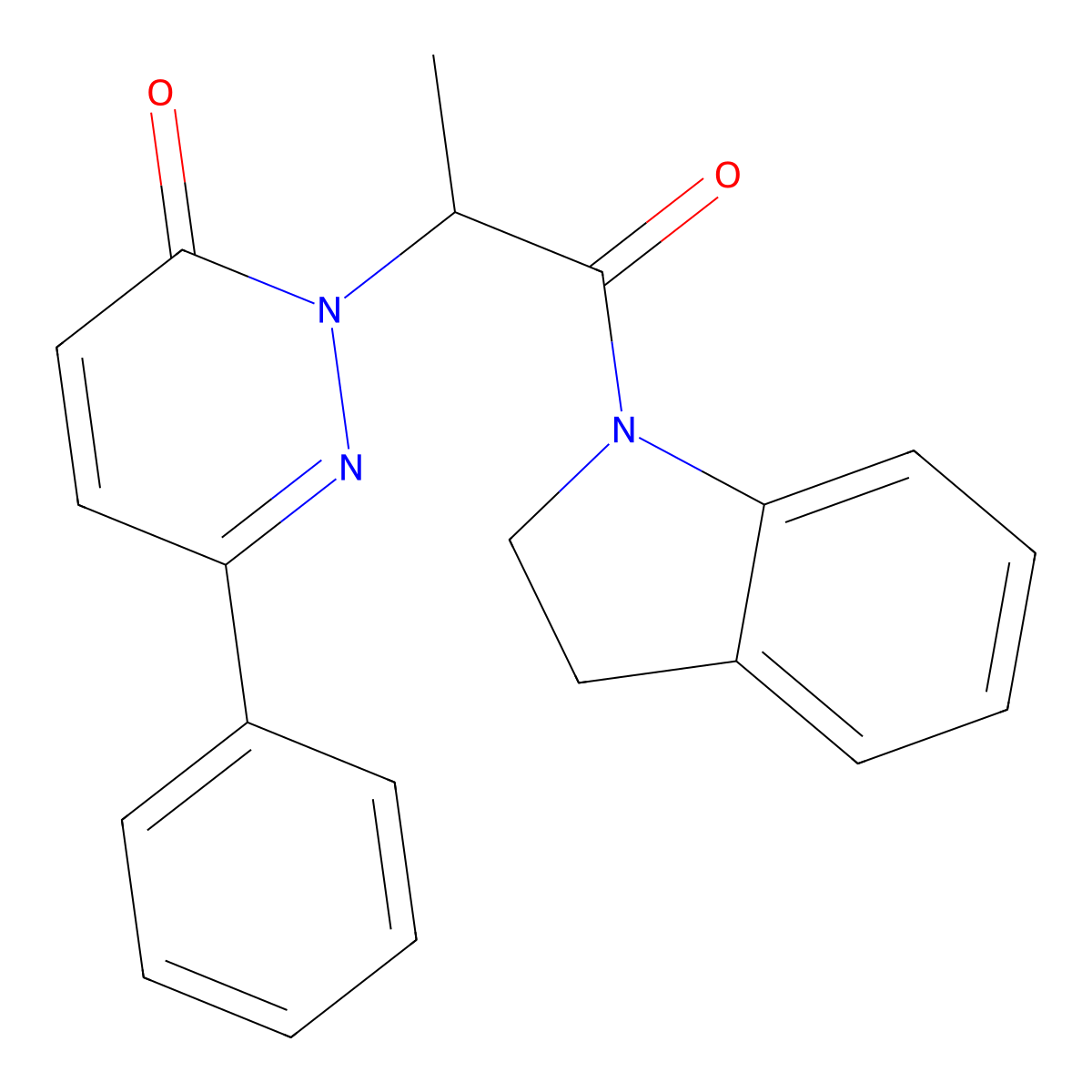 2-[1-(2,3-dihydro-1H-indol-1-yl)-1-oxopropan-2-yl]-6-phenylpyridazin-3(2H)-one molecular structure, CAS 1002814-67-6
