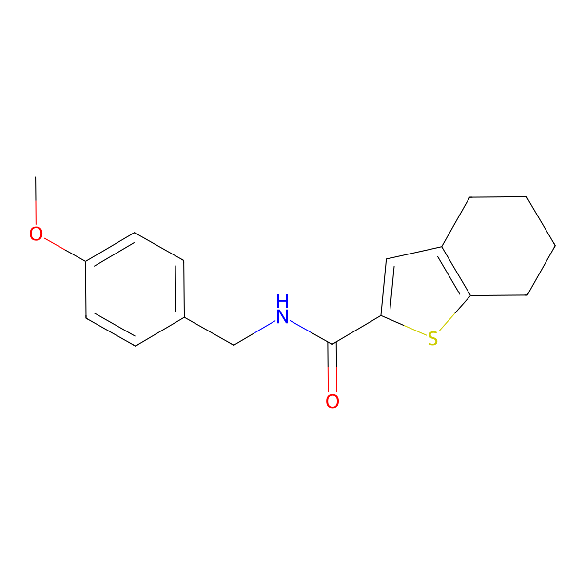 N-[(4-methoxyphenyl)methyl]-4,5,6,7-tetrahydro-1-benzothiophene-2-carboxamide molecular structure, CAS 1002816-71-8