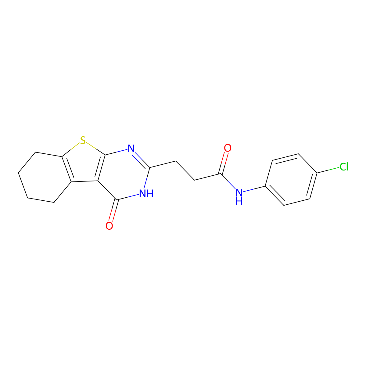 N-(4-chlorophenyl)-3-(4-oxo-5,6,7,8-tetrahydro-3H-[1]benzothiolo[2,3-d]pyrimidin-2-yl)propanamide molecular structure, CAS 1002827-92-0