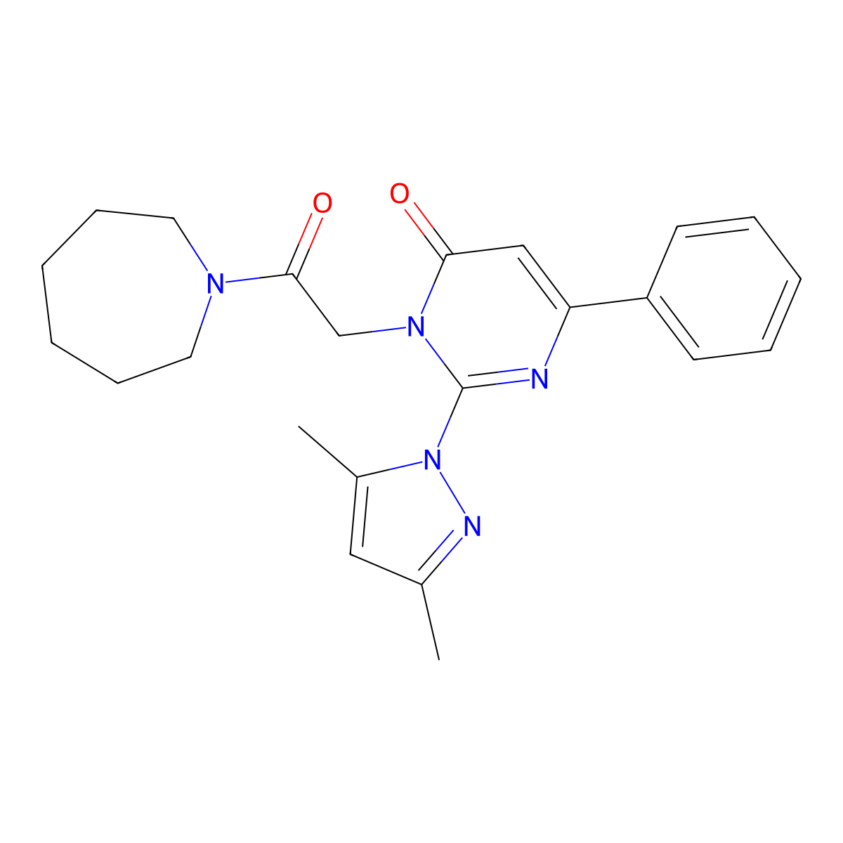3-[2-(Azepan-1-yl)-2-oxoethyl]-2-(3,5-dimethylpyrazol-1-yl)-6-phenylpyrimidin-4-one molecular structure, CAS 1002835-87-1
