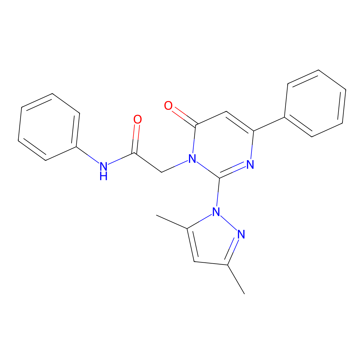 2-[2-(3,5-dimethylpyrazol-1-yl)-6-oxo-4-phenylpyrimidin-1-yl]-N-phenylacetamide molecular structure, CAS 1002836-16-9