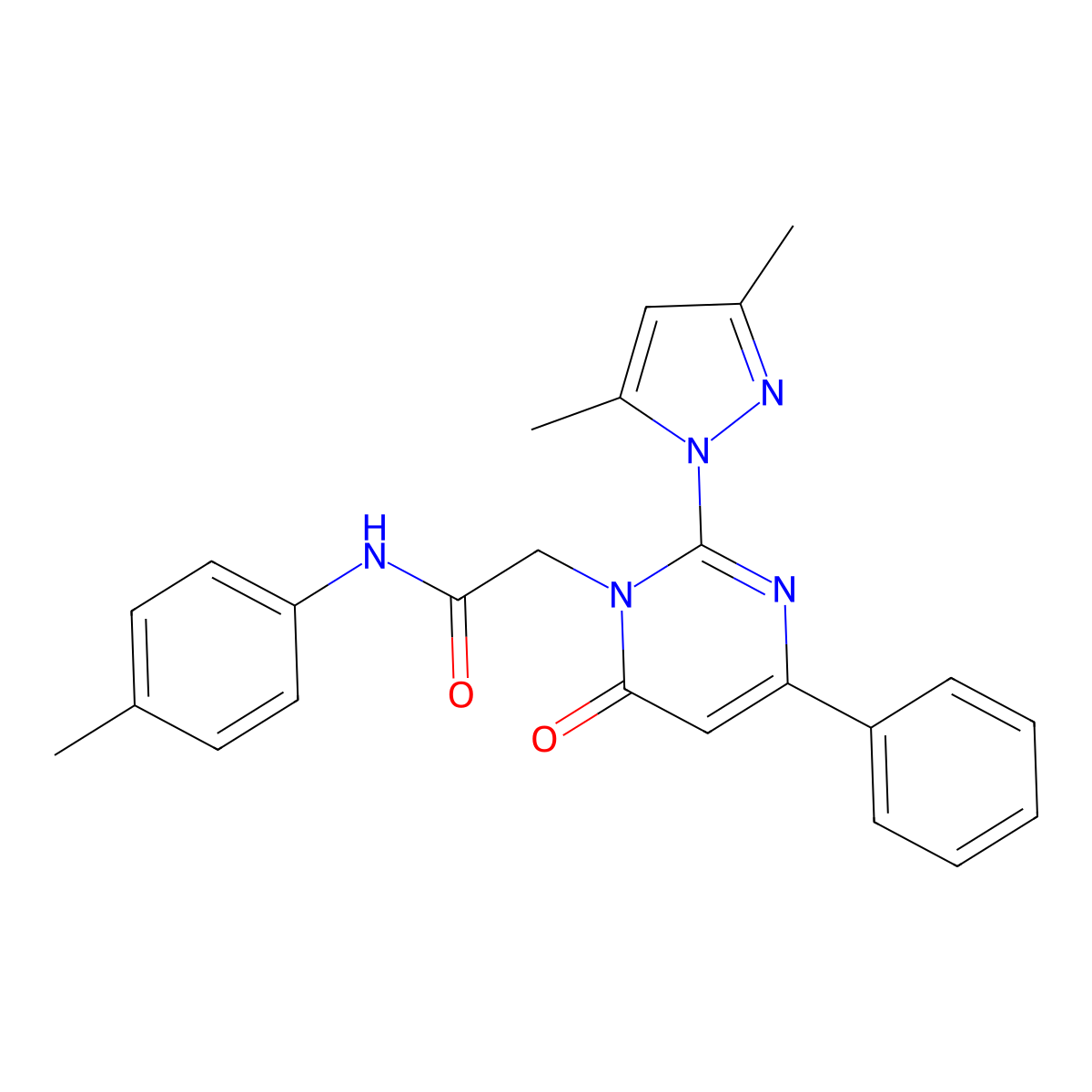 2-[2-(3,5-dimethylpyrazol-1-yl)-6-oxo-4-phenylpyrimidin-1-yl]-N-(4-methylphenyl)acetamide molecular structure, CAS 1002836-17-0