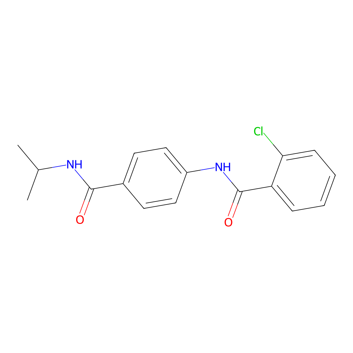 2-chloro-N-[4-(propan-2-ylcarbamoyl)phenyl]benzamide molecular structure, CAS 1002868-97-4