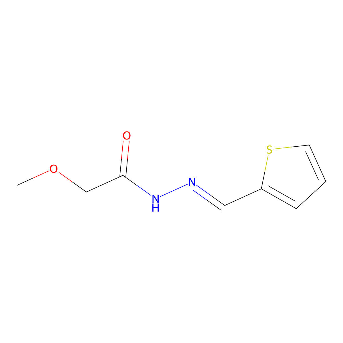 2-methoxy-N'-((thiophen-2-yl)methylidene)acetohydrazide molecular structure, CAS 1002880-81-0