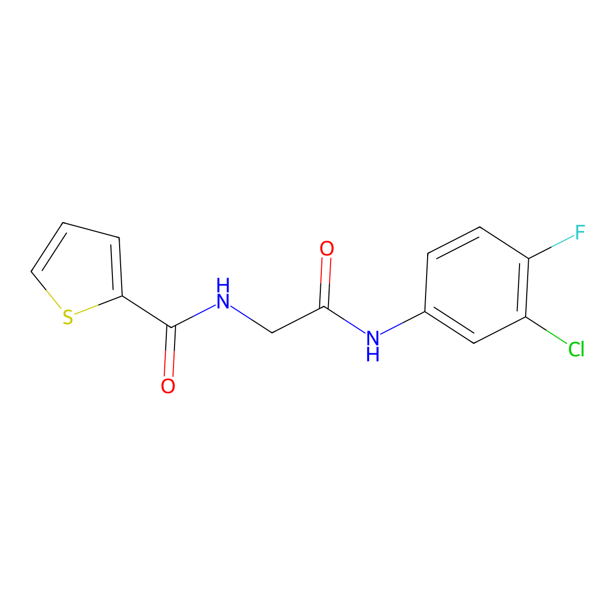 N-[2-(3-chloro-4-fluoroanilino)-2-oxoethyl]thiophene-2-carboxamide molecular structure, CAS 1002899-01-5