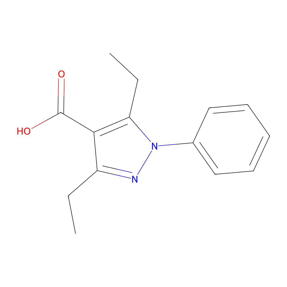 3,5-Diethyl-1-phenyl-1h-pyrazole-4-carboxylic acid molecular structure, CAS 1002899-44-6
