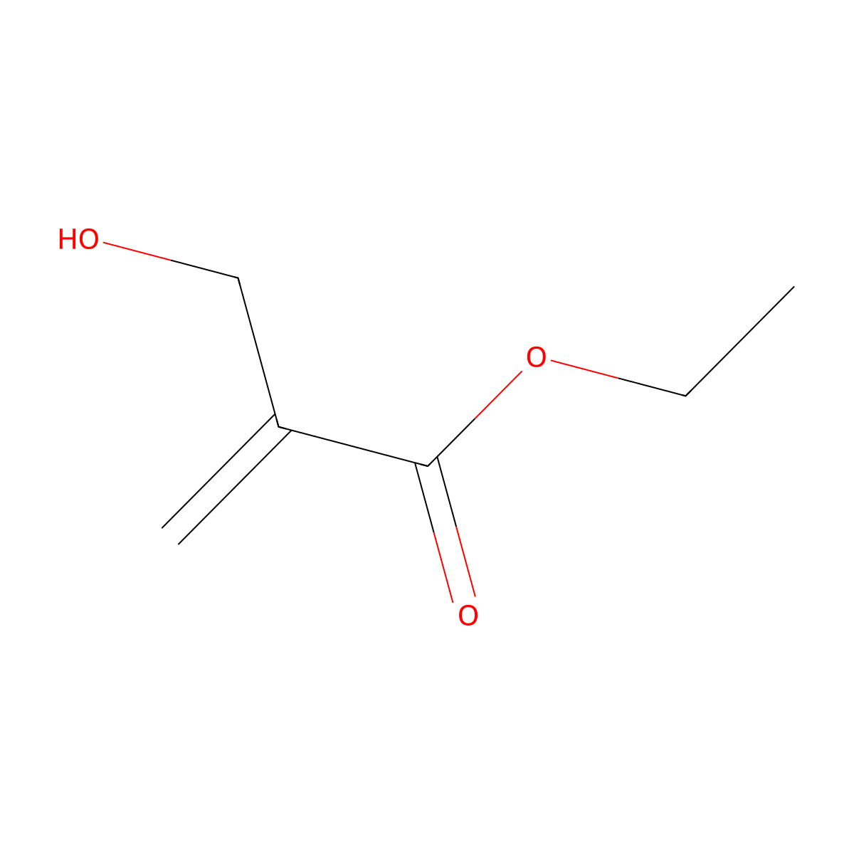 Ethyl 2-(hydroxymethyl)-2-propenoate molecular structure, CAS 10029-04-6