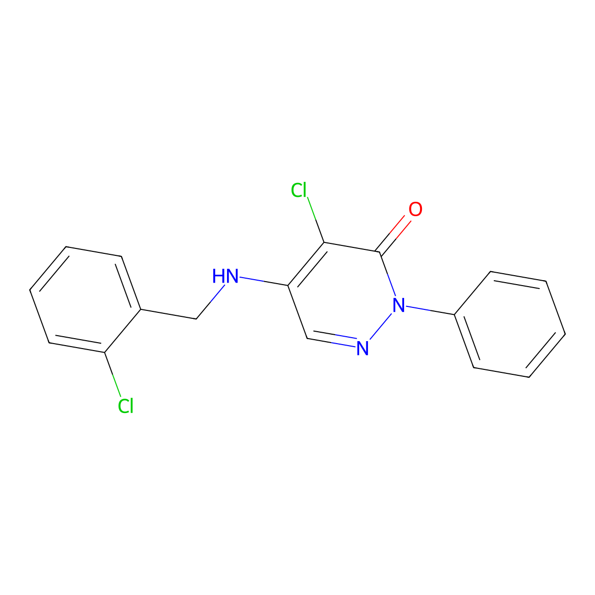 4-Chloro-5-[(2-chlorophenyl)methylamino]-2-phenylpyridazin-3-one molecular structure, CAS 1002902-29-5