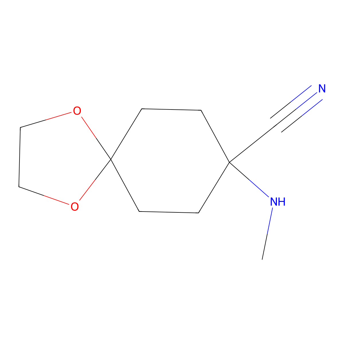 8-(Methylamino)-1,4-dioxaspiro[4.5]decane-8-carbonitrile molecular structure, CAS 1002916-51-9