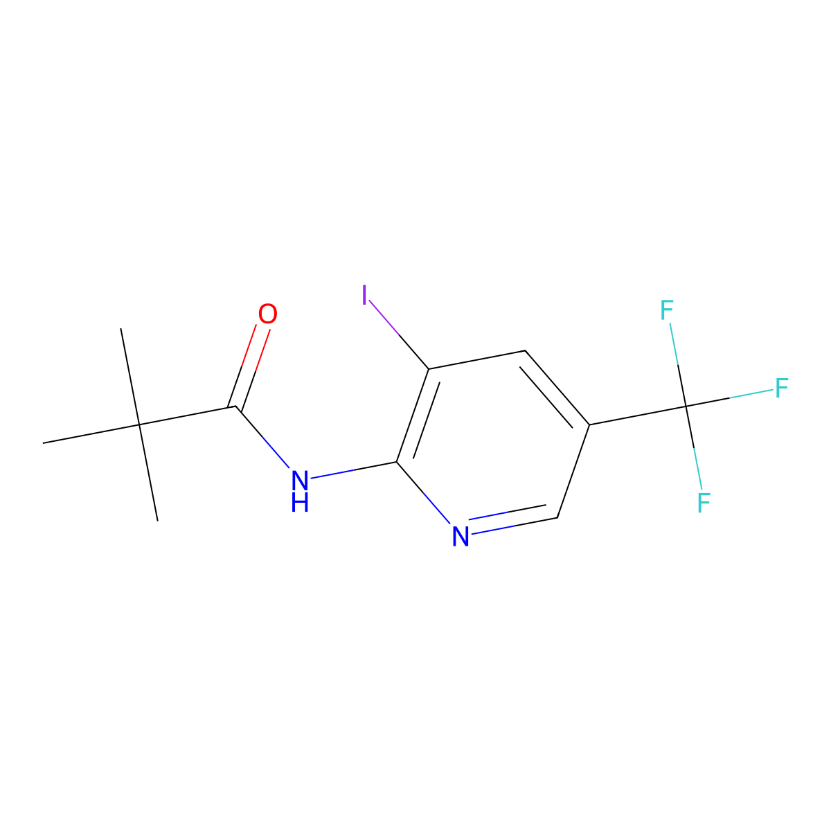 N-(3-Iodo-5-(trifluoromethyl)pyridin-2-yl)-pivalamide molecular structure, CAS 1002916-67-7