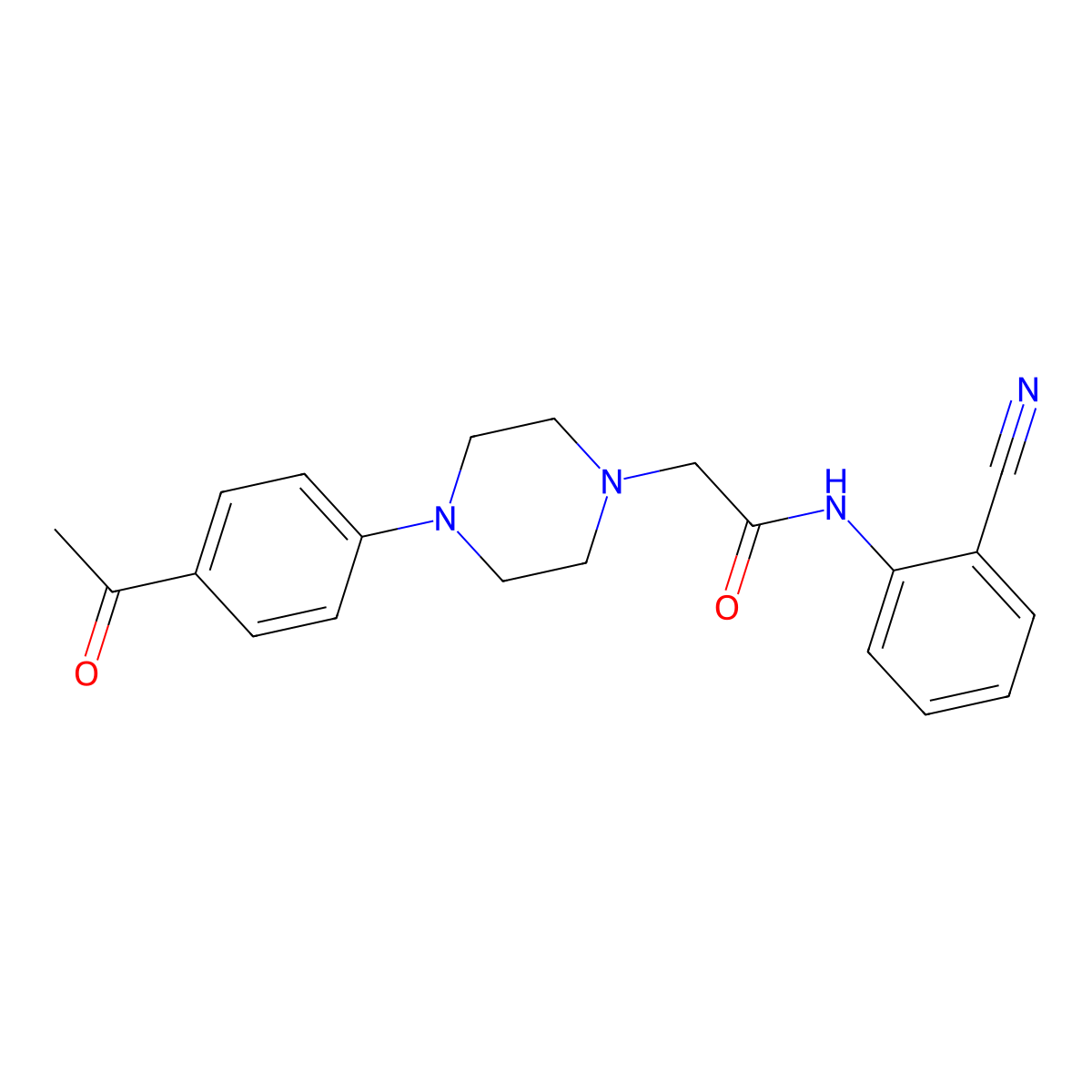 2-[4-(4-acetylphenyl)piperazin-1-yl]-N-(2-cyanophenyl)acetamide molecular structure, CAS 1002941-87-8