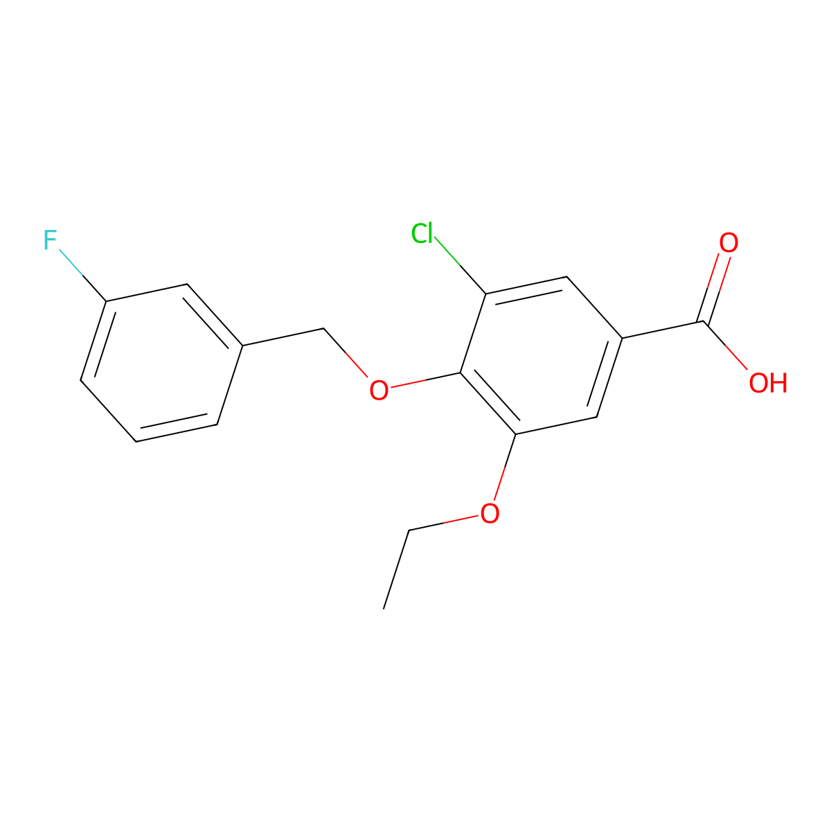 3-chloro-5-ethoxy-4-[(3-fluorophenyl)methoxy]benzoic Acid molecular structure, CAS 1002970-29-7