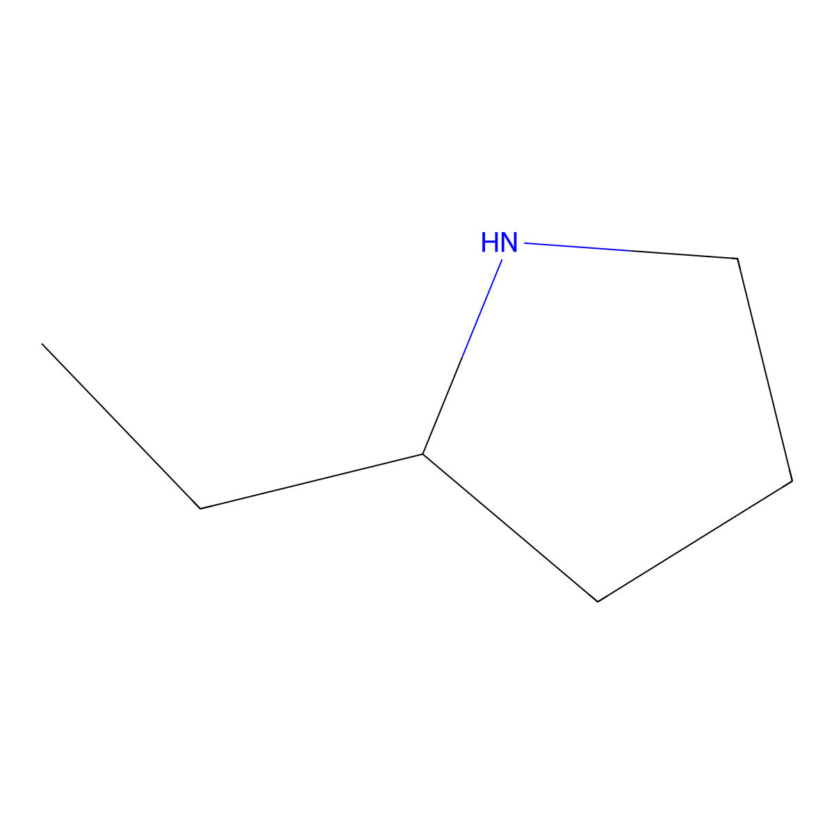 2-Ethylpyrrolidine molecular structure, CAS 1003-28-7