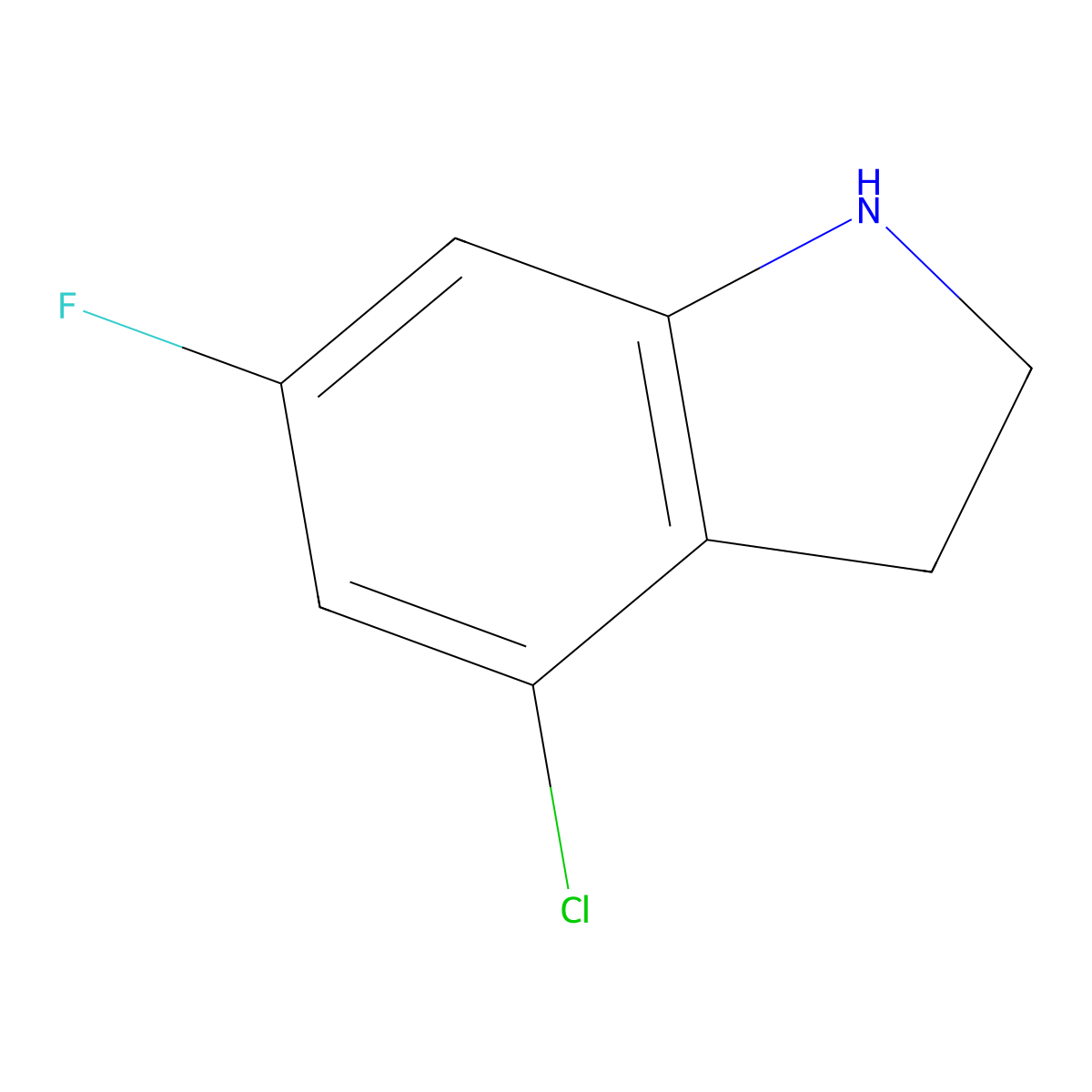 4-Chloro-6-fluoroindoline molecular structure, CAS 1003005-39-7