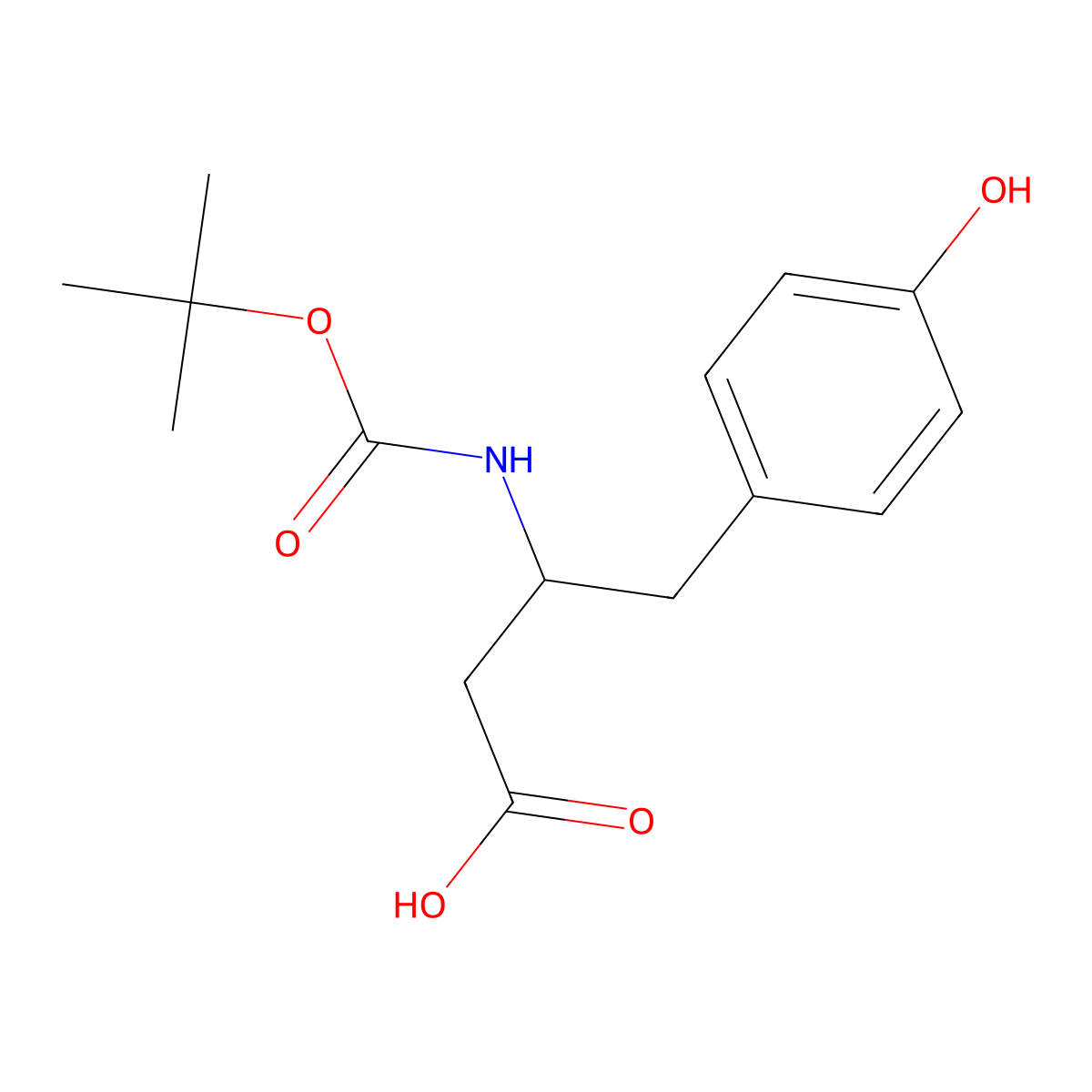 (3R)-3-{[(tert-butoxy)carbonyl]amino}-4-(4-hydroxyphenyl)butanoic acid molecular structure, CAS 1003005-46-6