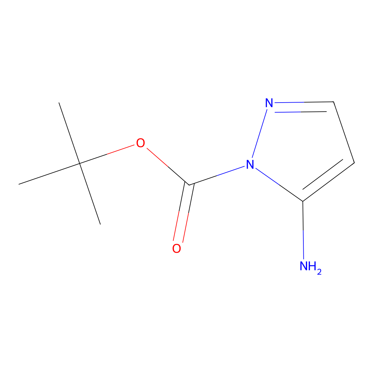tert-butyl 5-amino-1H-pyrazole-1-carboxylate molecular structure, CAS 1003011-02-6