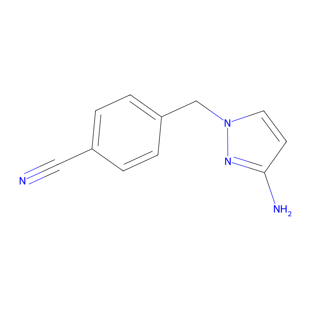 4-[(3-Aminopyrazol-1-yl)methyl]benzonitrile molecular structure, CAS 1003011-42-4