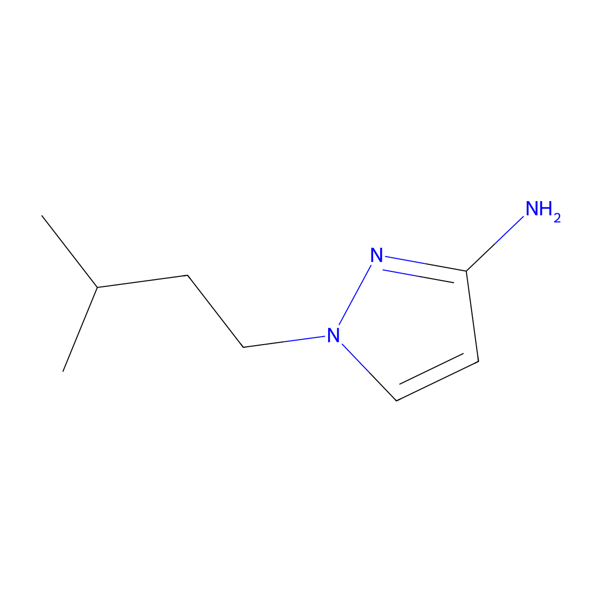 1-(3-methylbutyl)-1H-pyrazol-3-amine molecular structure, CAS 1003012-14-3