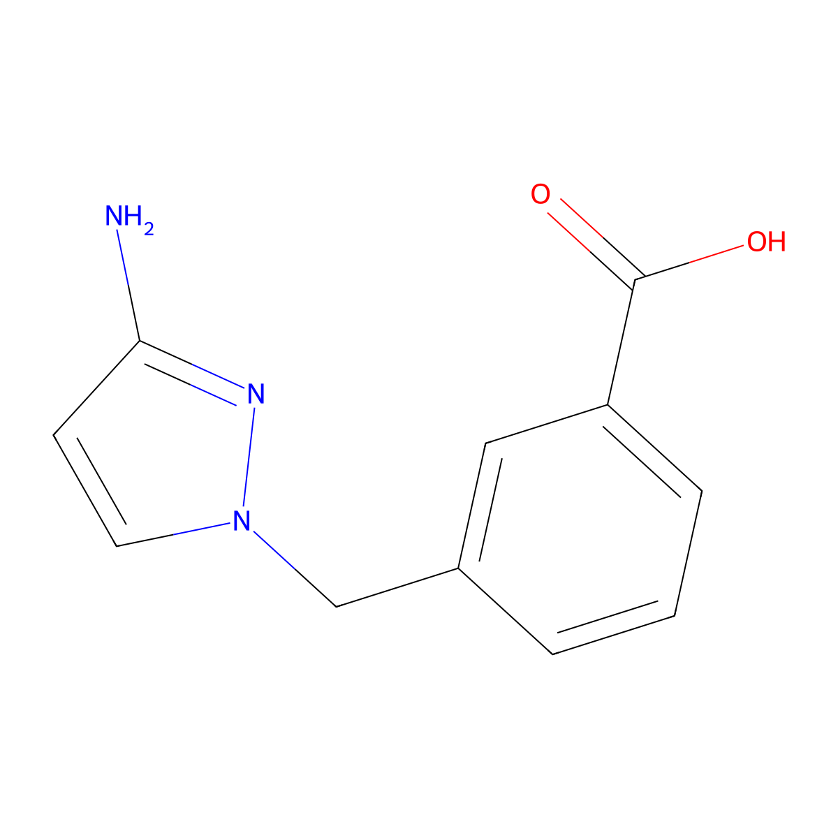 3-[(3-amino-1H-pyrazol-1-yl)methyl]benzoic acid molecular structure, CAS 1003013-01-1