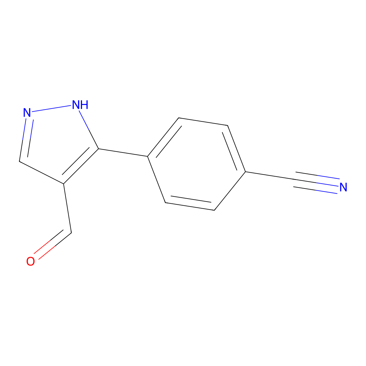 4-(4-formyl-1H-pyrazol-3-yl)benzonitrile molecular structure, CAS 1003017-90-0