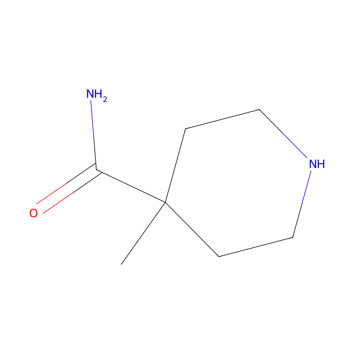 4-Methylpiperidine-4-carboxamide molecular structure, CAS 1003021-83-7