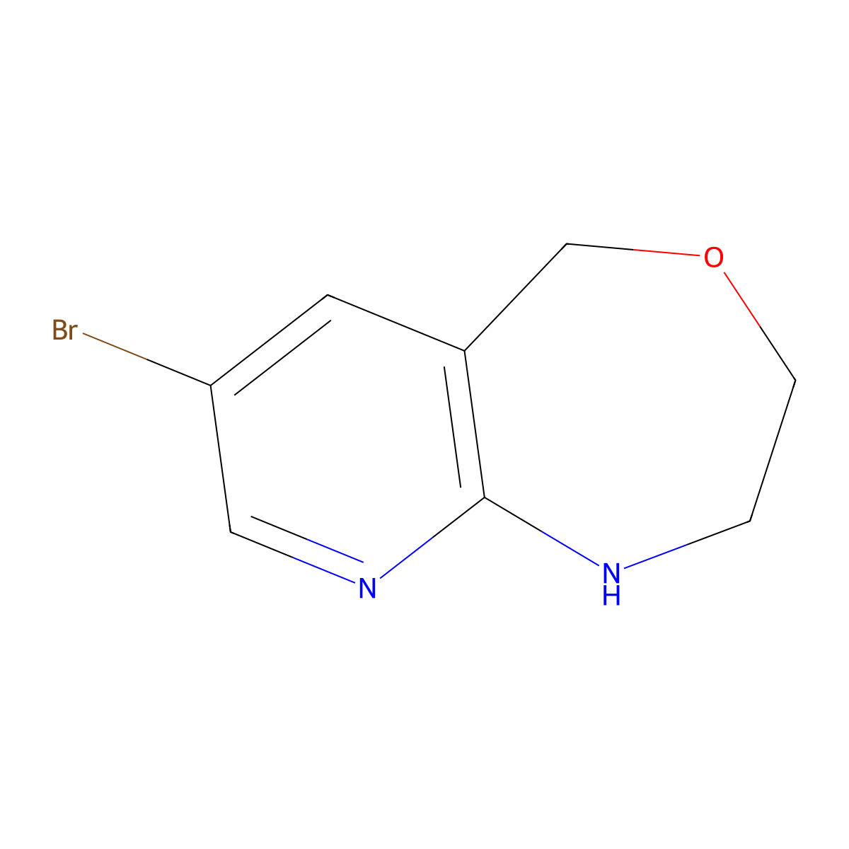 7-bromo-1H,2H,3H,5H-pyrido[2,3-e][1,4]oxazepine molecular structure, CAS 1003023-56-0