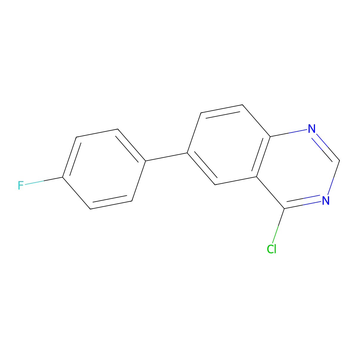 4-Chloro-6-(4-fluorophenyl)quinazoline molecular structure, CAS 1003025-51-1