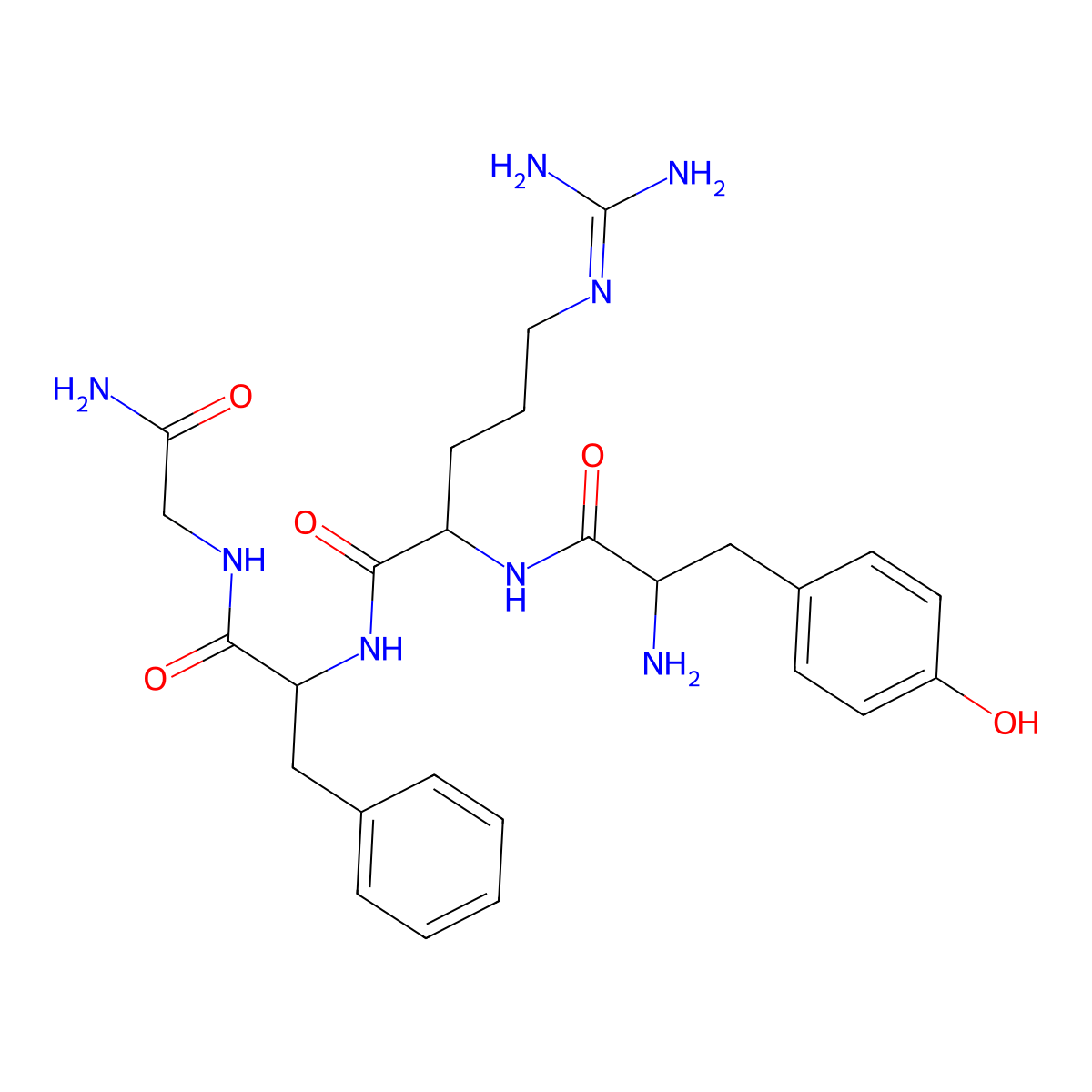 Tyrosyl-arginyl-phenylalanyl-glycinamide molecular structure, CAS 100304-60-7