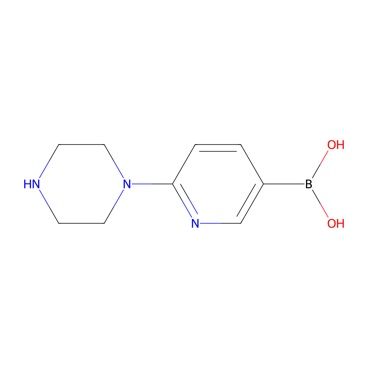 (6-(Piperazin-1-yl)pyridin-3-yl)boronic acid molecular structure, CAS 1003043-67-1