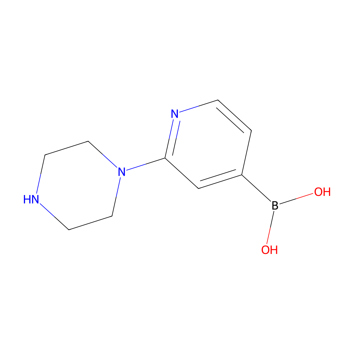 2-(Piperazin-1-yl)pyridin-4-ylboronic acid molecular structure, CAS 1003043-70-6