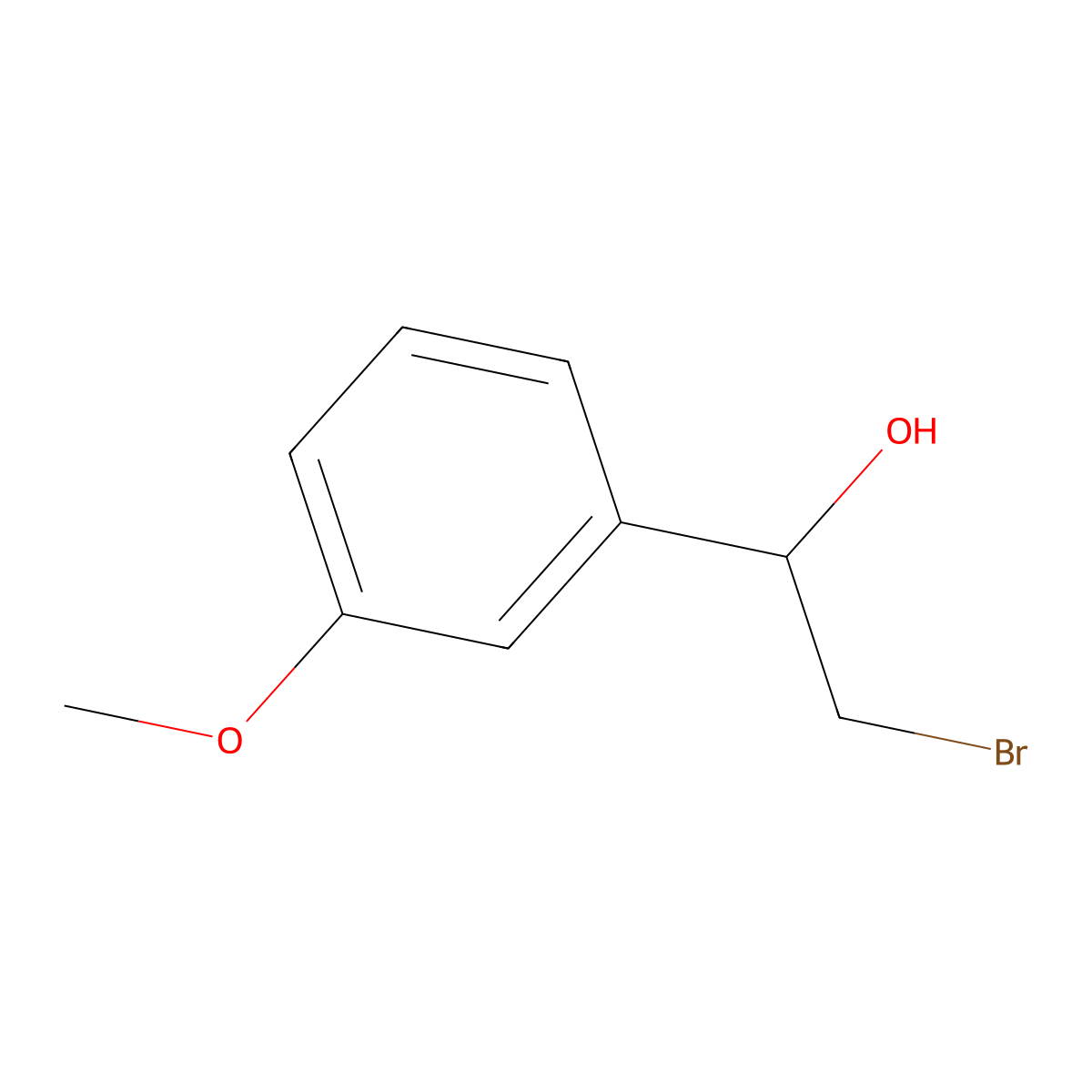 (1R)-2-bromo-1-(3-methoxyphenyl)ethan-1-ol molecular structure, CAS 100306-27-2