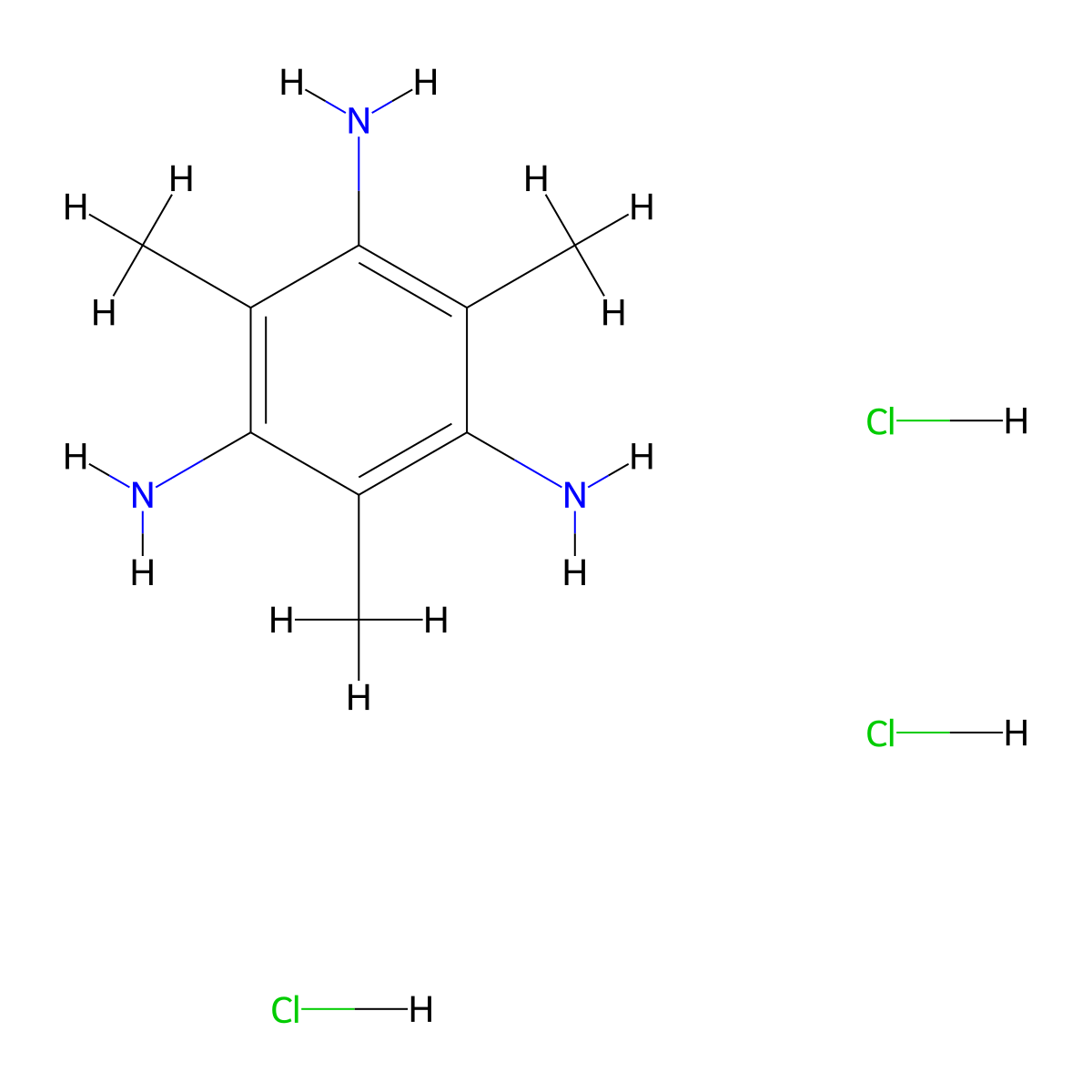 2,4,6-Trimethylbenzene-1,3,5-triamine trihydrochloride molecular structure, CAS 100306-38-5