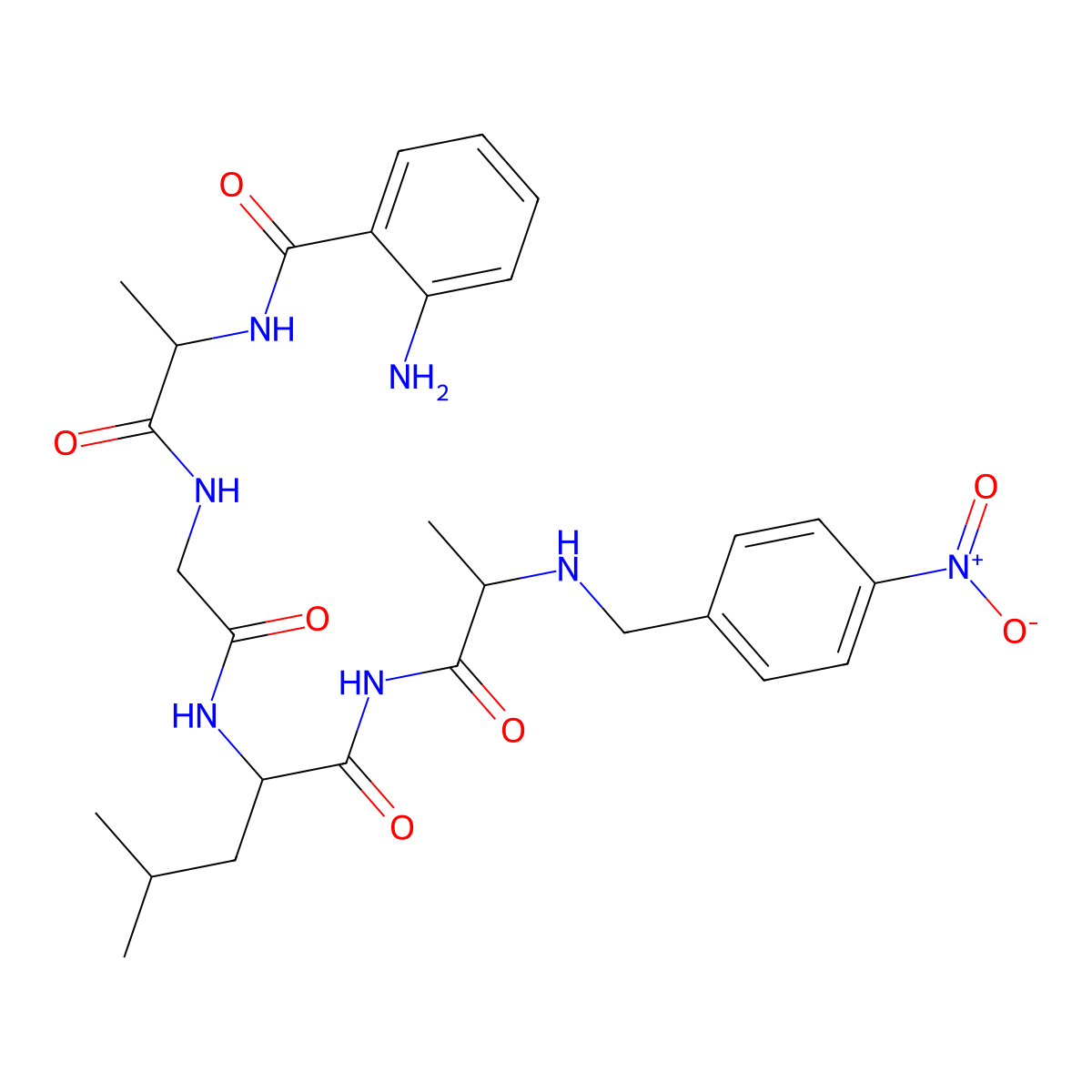 2-Aminobenzoylalanyl-glycyl-leucyl-alanyl-4-nitrobenzylamide molecular structure, CAS 100307-95-7