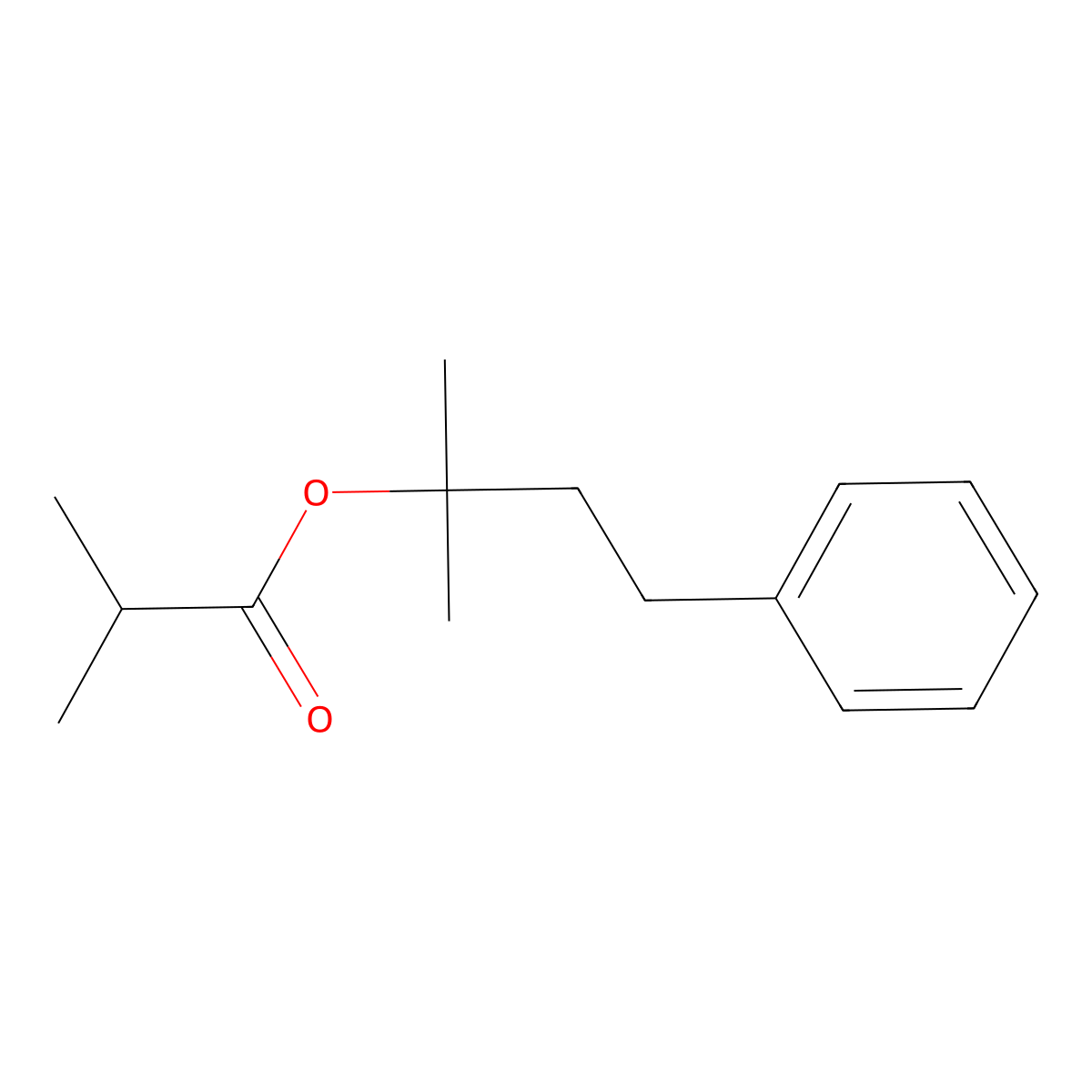 1,1-Dimethyl-3-phenylpropyl isobutyrate molecular structure, CAS 10031-71-7